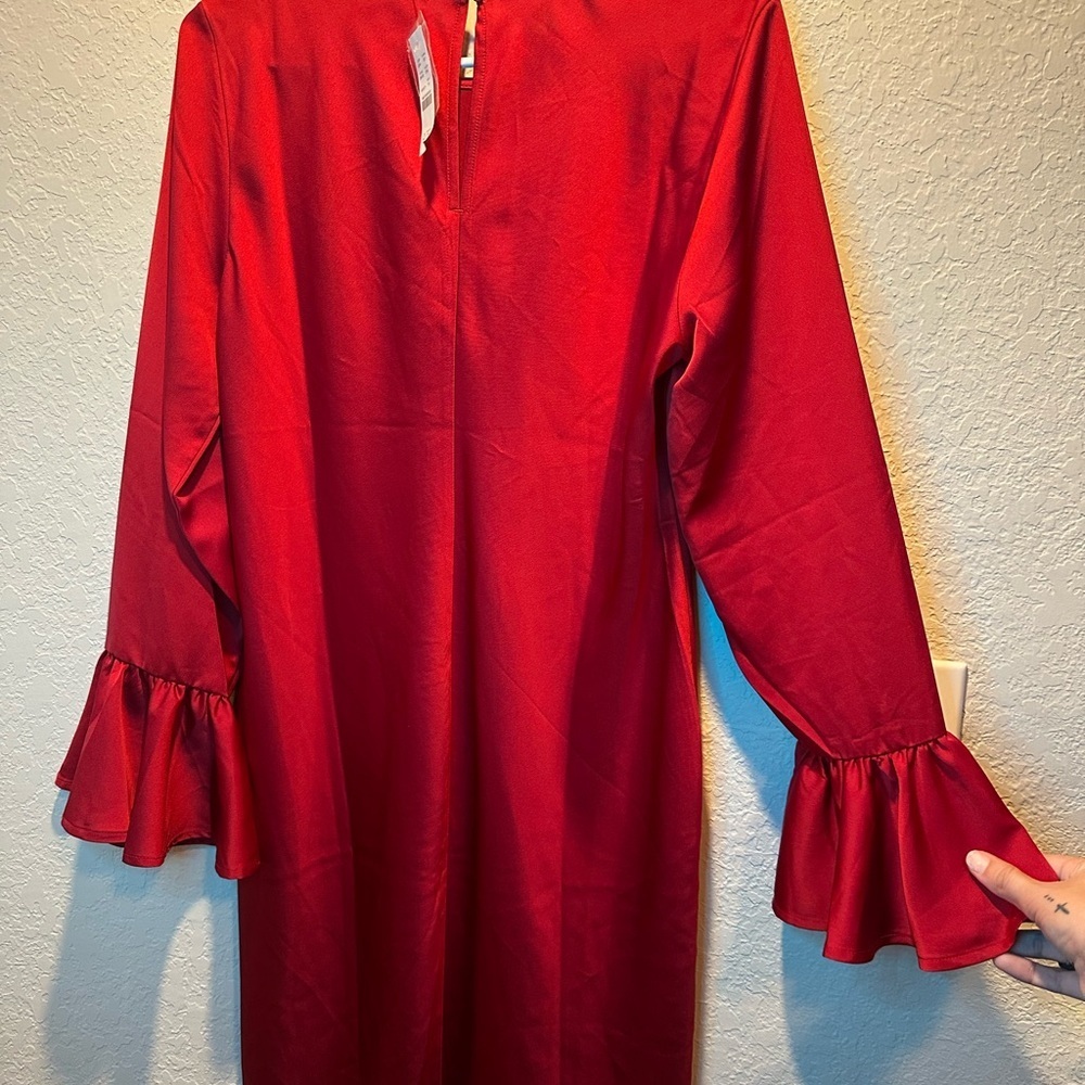 NWT J. Crew Red Ruffle Sleeve Dress Women’s Size 10 - Picture 7 of 9